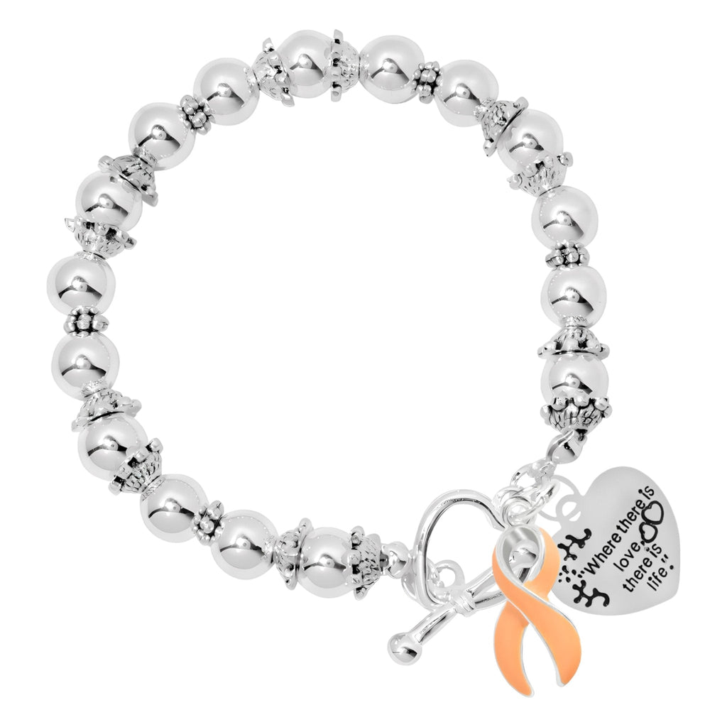 Peach Ribbon Where There is Love Bracelets The Awareness Company