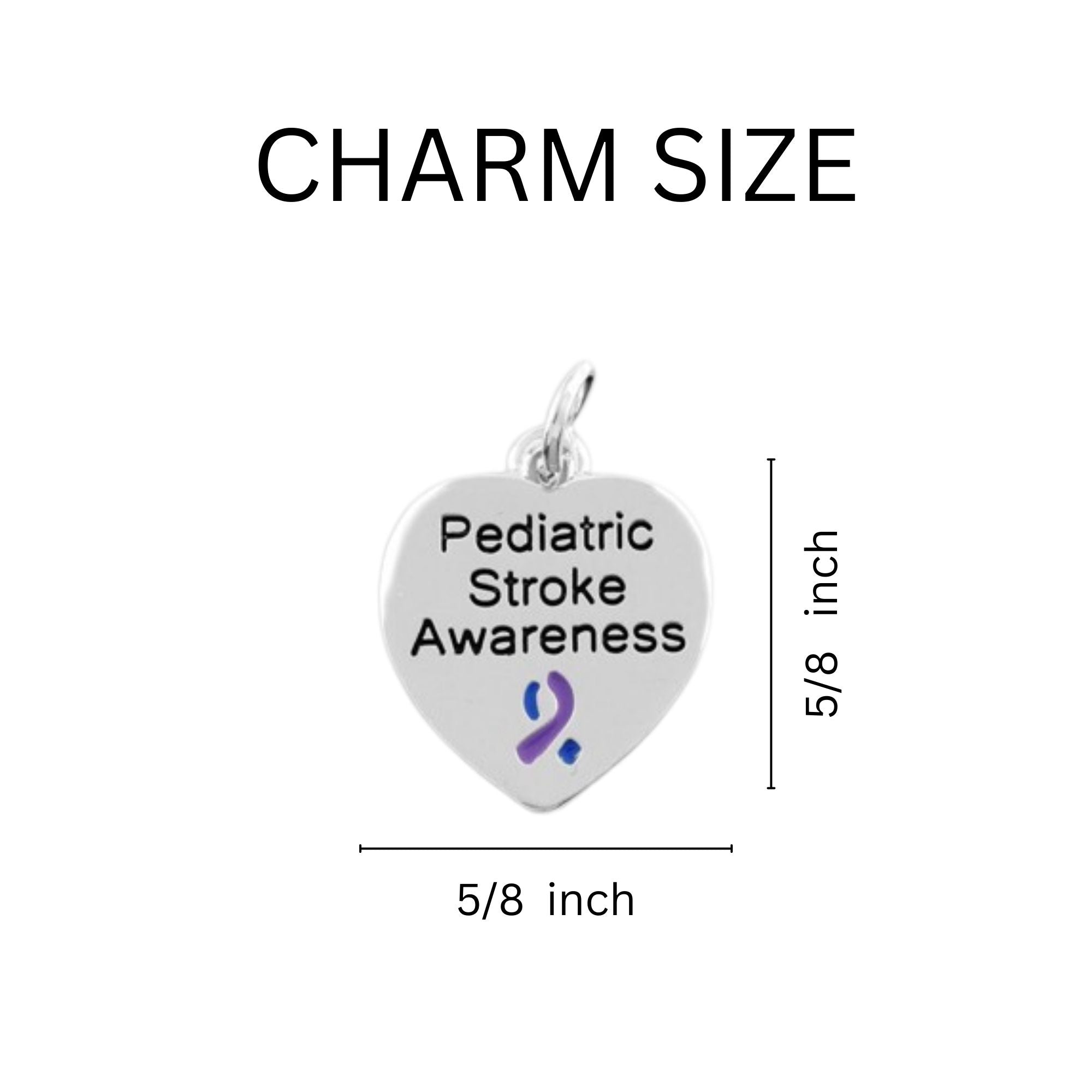 Pediatric Stroke Awareness Heart Charm Blue & Purple Ribbon Partial Beaded Bracelets The Awareness Company