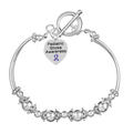 Pediatric Stroke Awareness Heart Charm Blue & Purple Ribbon Partial Beaded Bracelets The Awareness Company