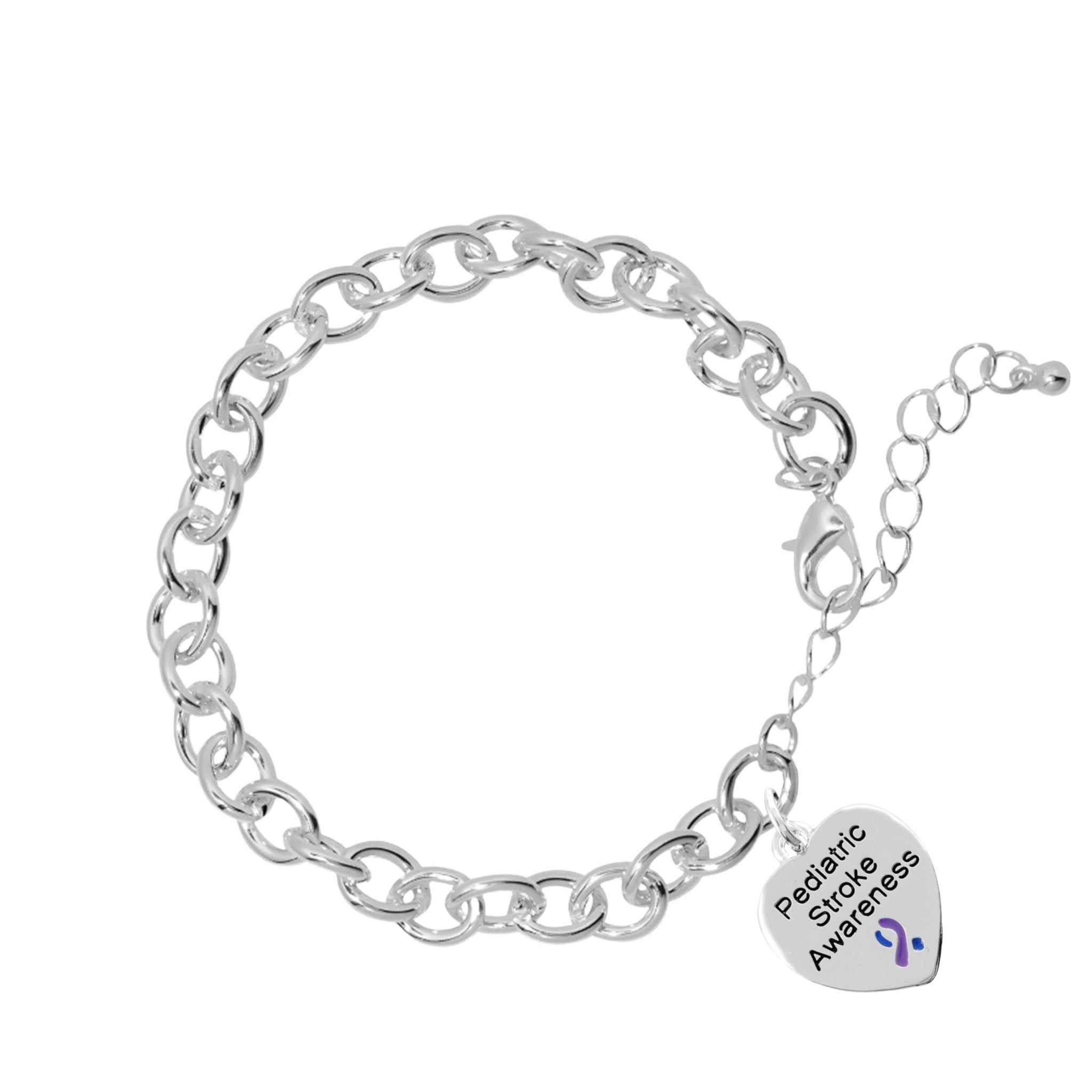 Pediatric Stroke Awareness Heart Charm Chunky Chained Bracelets The Awareness Company