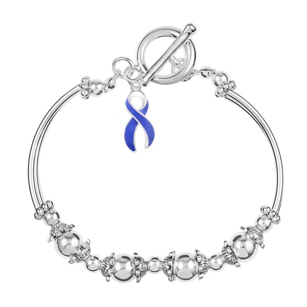 Periwinkle Ribbon Partial Beaded Charm Bracelets The Awareness Company
