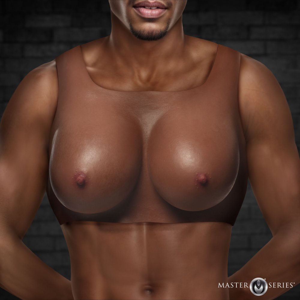 Master Series Perky Pair D-Cup Silicone Breast Forms in Dark Adult Toy Box