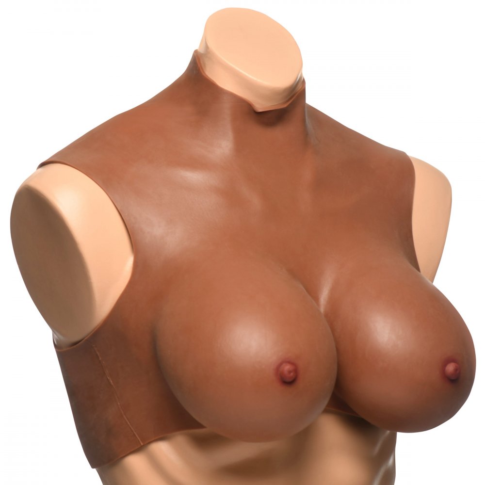 Master Series Perky Pair G-Cup Silicone Breast Forms in Dark Adult Toy Box