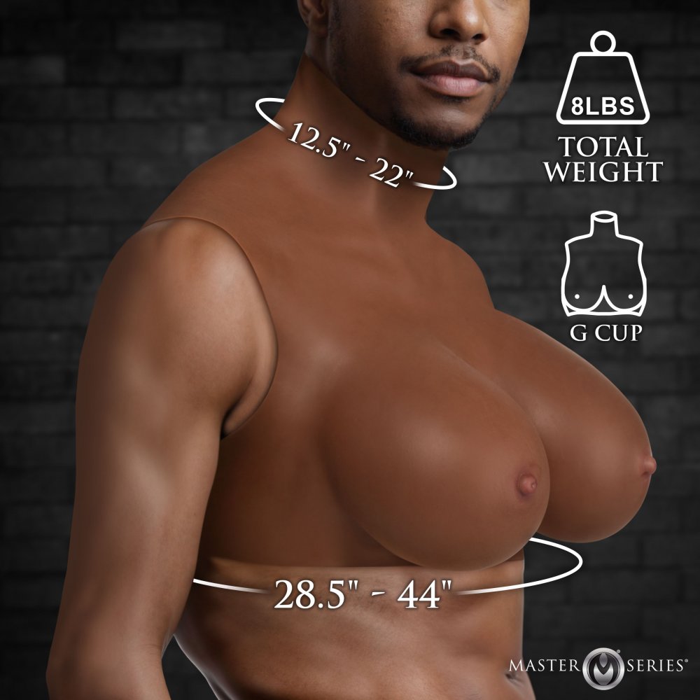 Master Series Perky Pair G-Cup Silicone Breast Forms in Dark Adult Toy Box