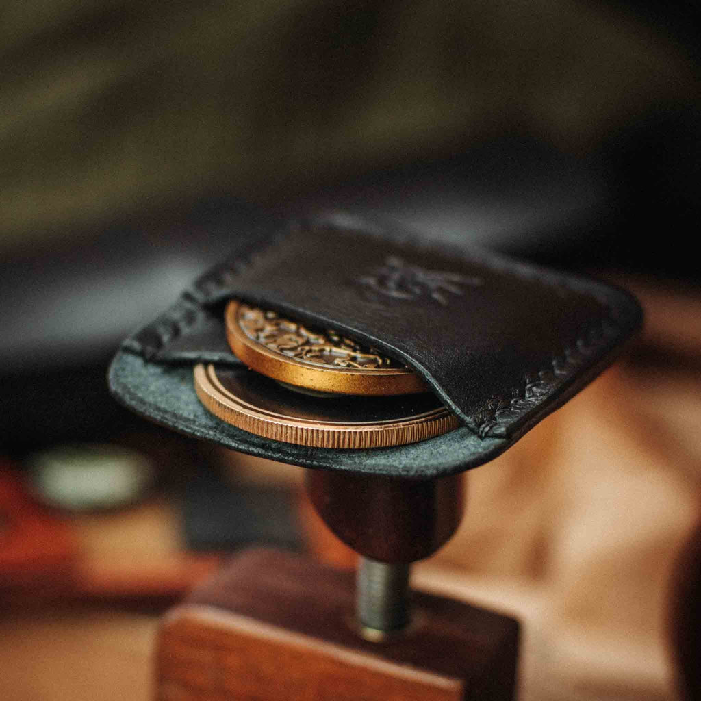 Double Coin Holder - Peso Pocket Duo | Challenge Coin Case | Handcrafted Leather Pirate Goods