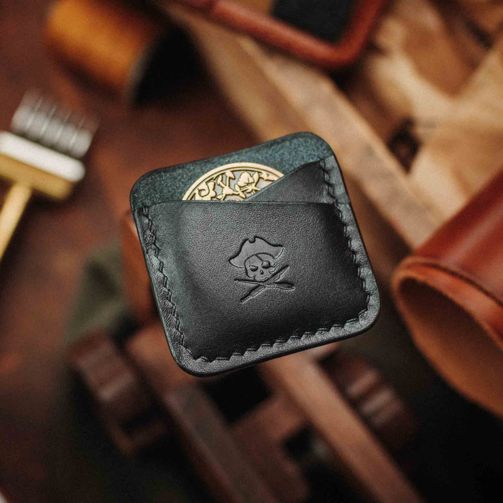 Double Coin Holder - Peso Pocket Duo | Challenge Coin Case | Handcrafted Leather Pirate Goods