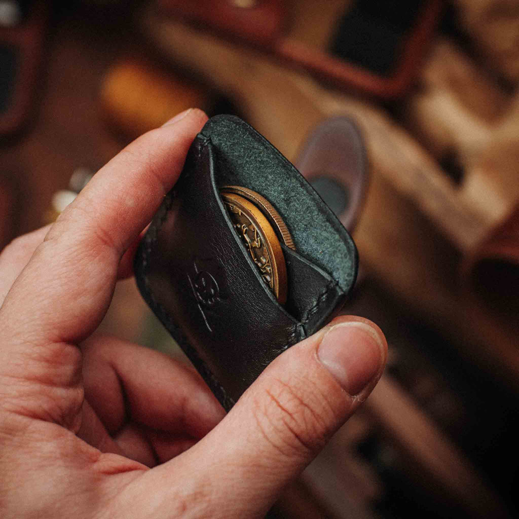 Double Coin Holder - Peso Pocket Duo | Challenge Coin Case | Handcrafted Leather Pirate Goods