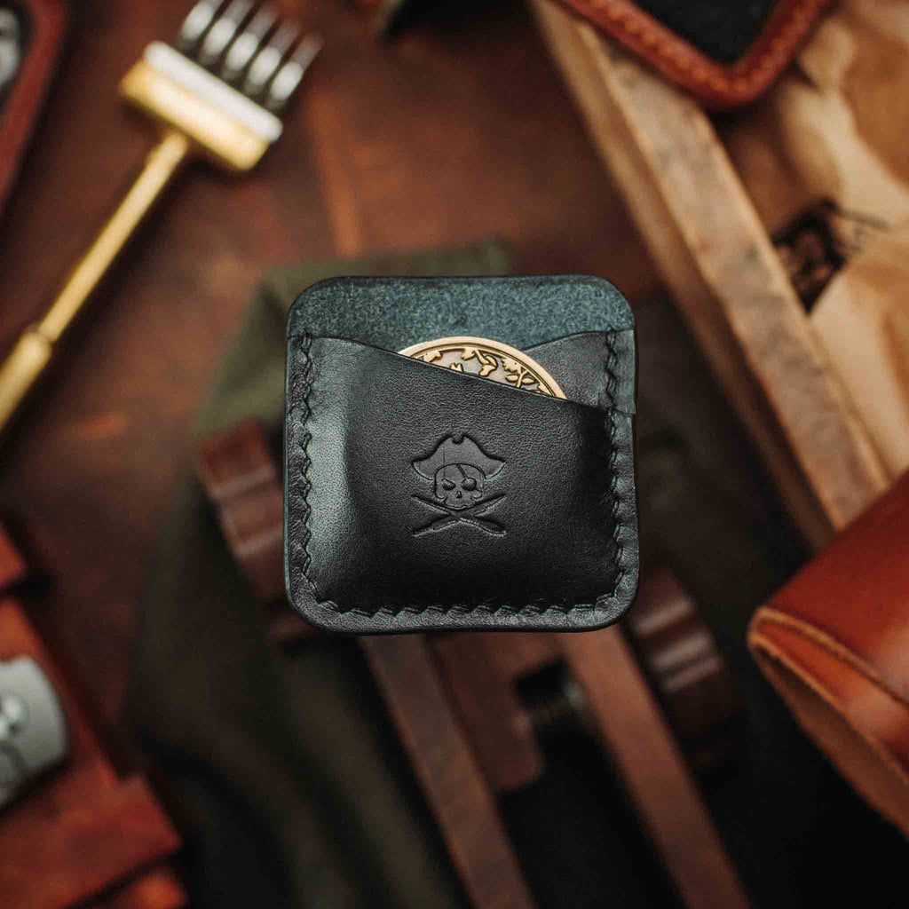 Double Coin Holder - Peso Pocket Duo | Challenge Coin Case | Handcrafted Leather Pirate Goods