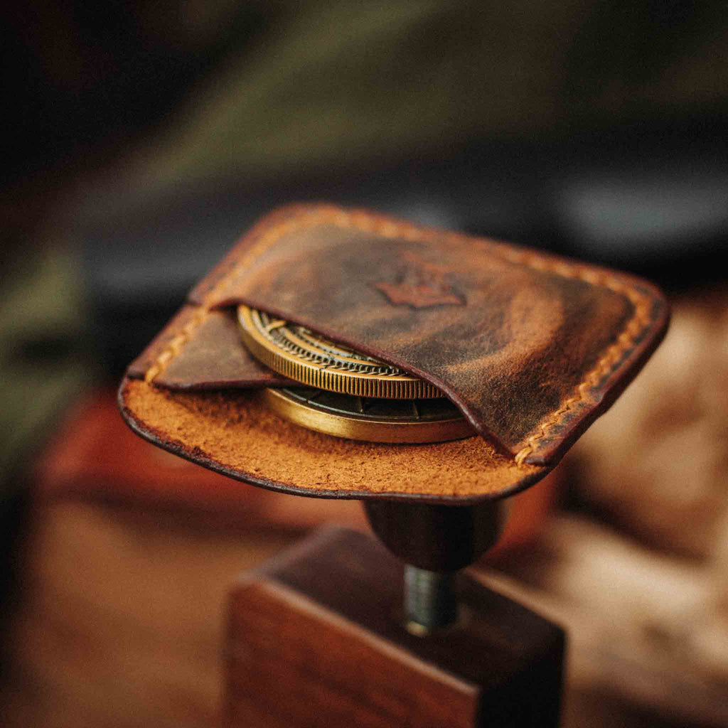 Double Coin Holder - Peso Pocket Duo | Challenge Coin Case | Handcrafted Leather Pirate Goods