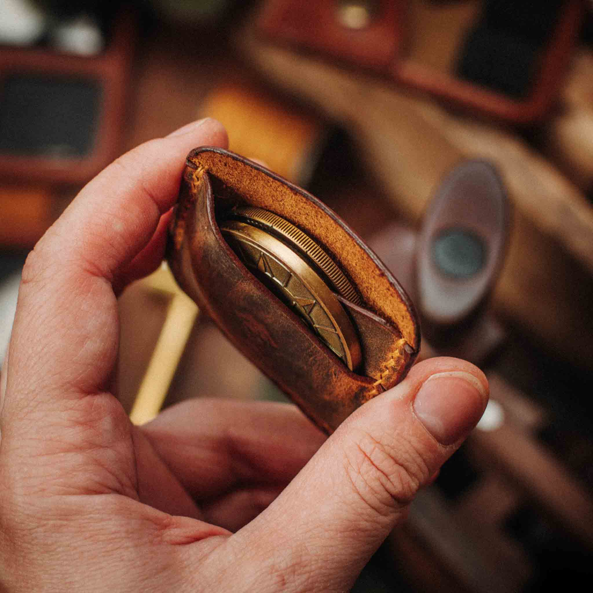 Double Coin Holder - Peso Pocket Duo | Challenge Coin Case | Handcrafted Leather Pirate Goods