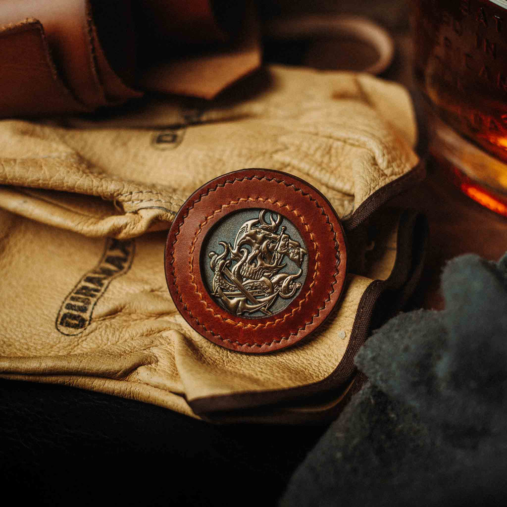 Round Coin Holder - Peso Pocket v2 | Challenge Coin Case | Handcrafted Leather Pirate Goods