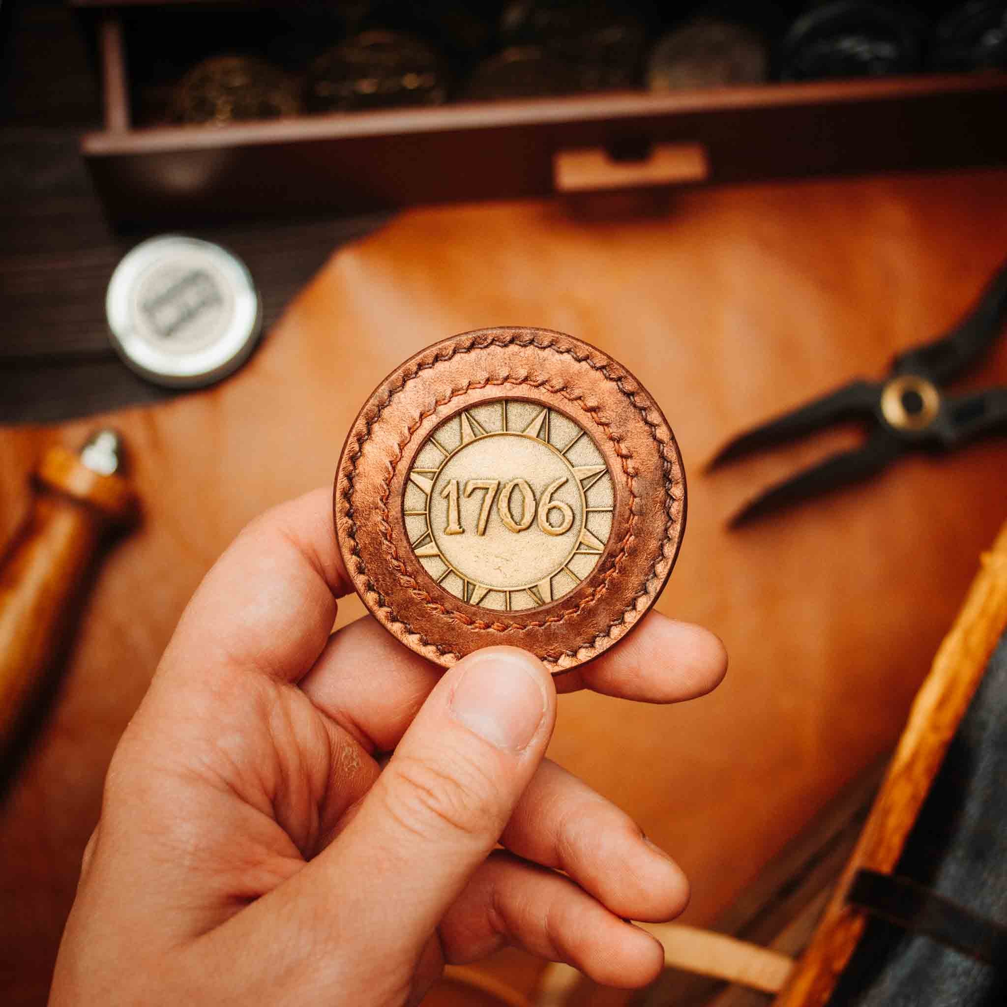 Round Coin Holder - Peso Pocket v2 | Challenge Coin Case | Handcrafted Leather Pirate Goods
