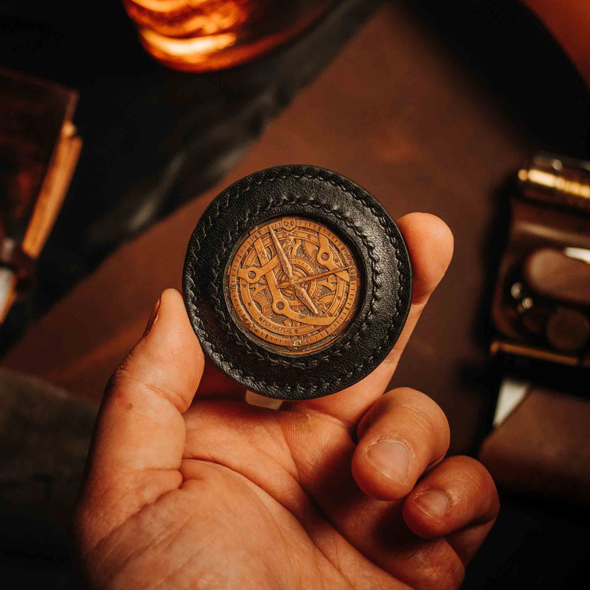 Round Coin Holder - Peso Pocket v2 | Challenge Coin Case | Handcrafted Leather Pirate Goods