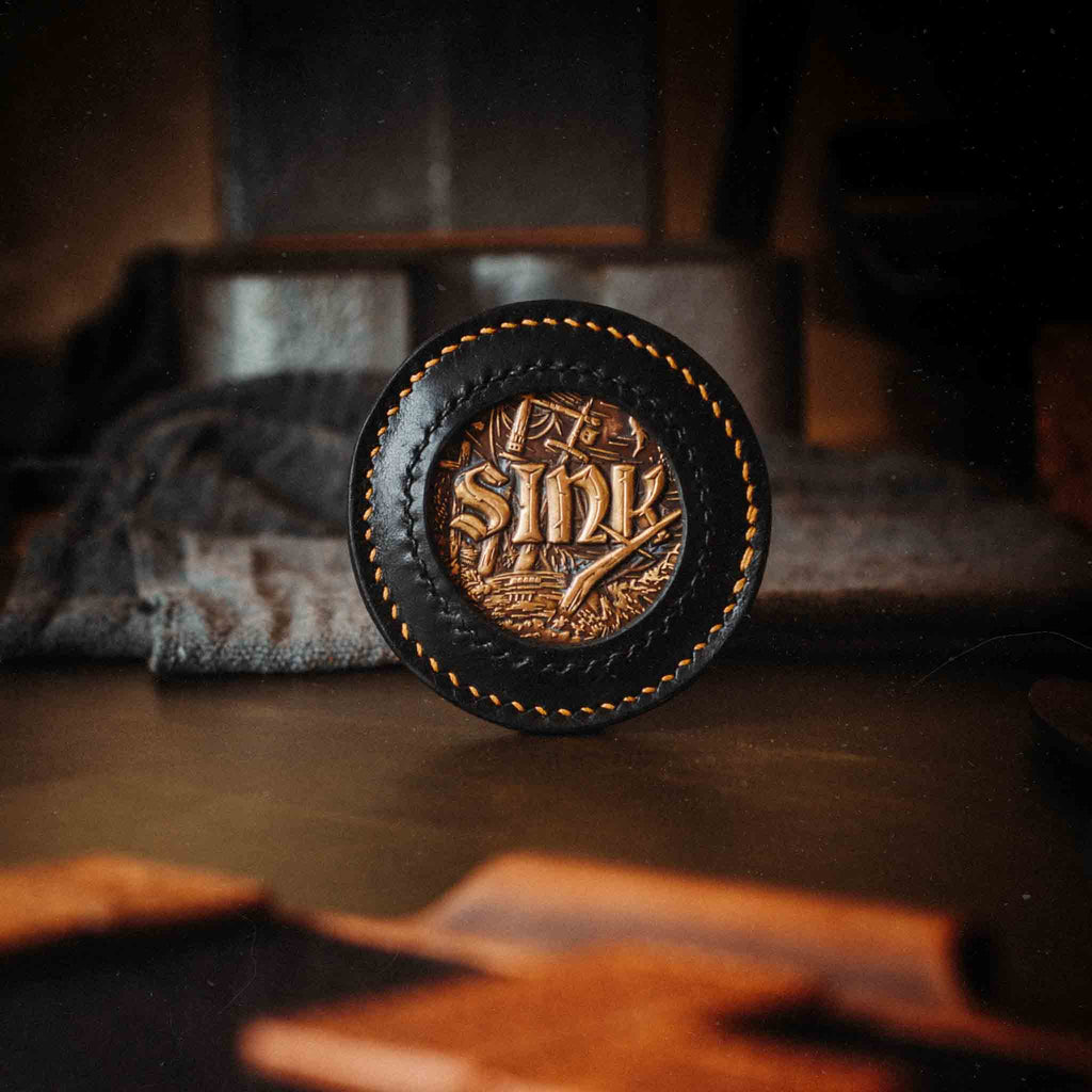 Round Coin Holder - Peso Pocket v2 | Challenge Coin Case | Handcrafted Leather Pirate Goods