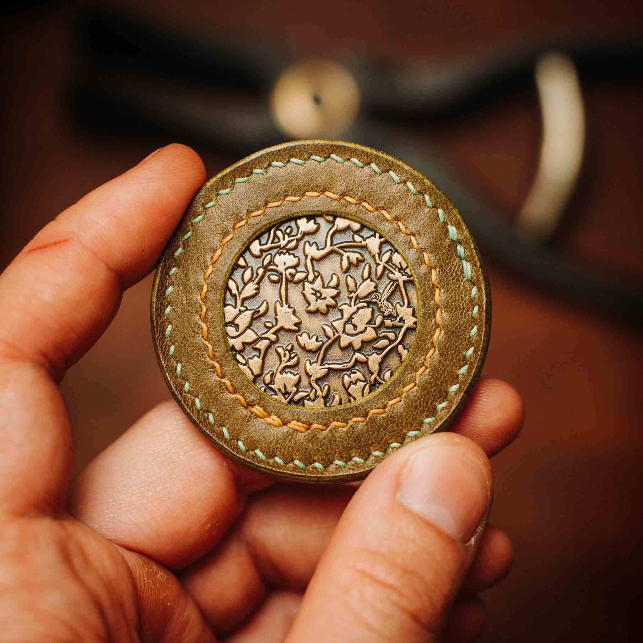 Round Coin Holder - Peso Pocket v2 | Challenge Coin Case | Handcrafted Leather Pirate Goods