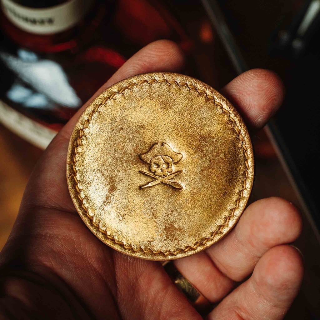 Round Coin Holder - Peso Pocket v2 | Challenge Coin Case | Handcrafted Leather Pirate Goods