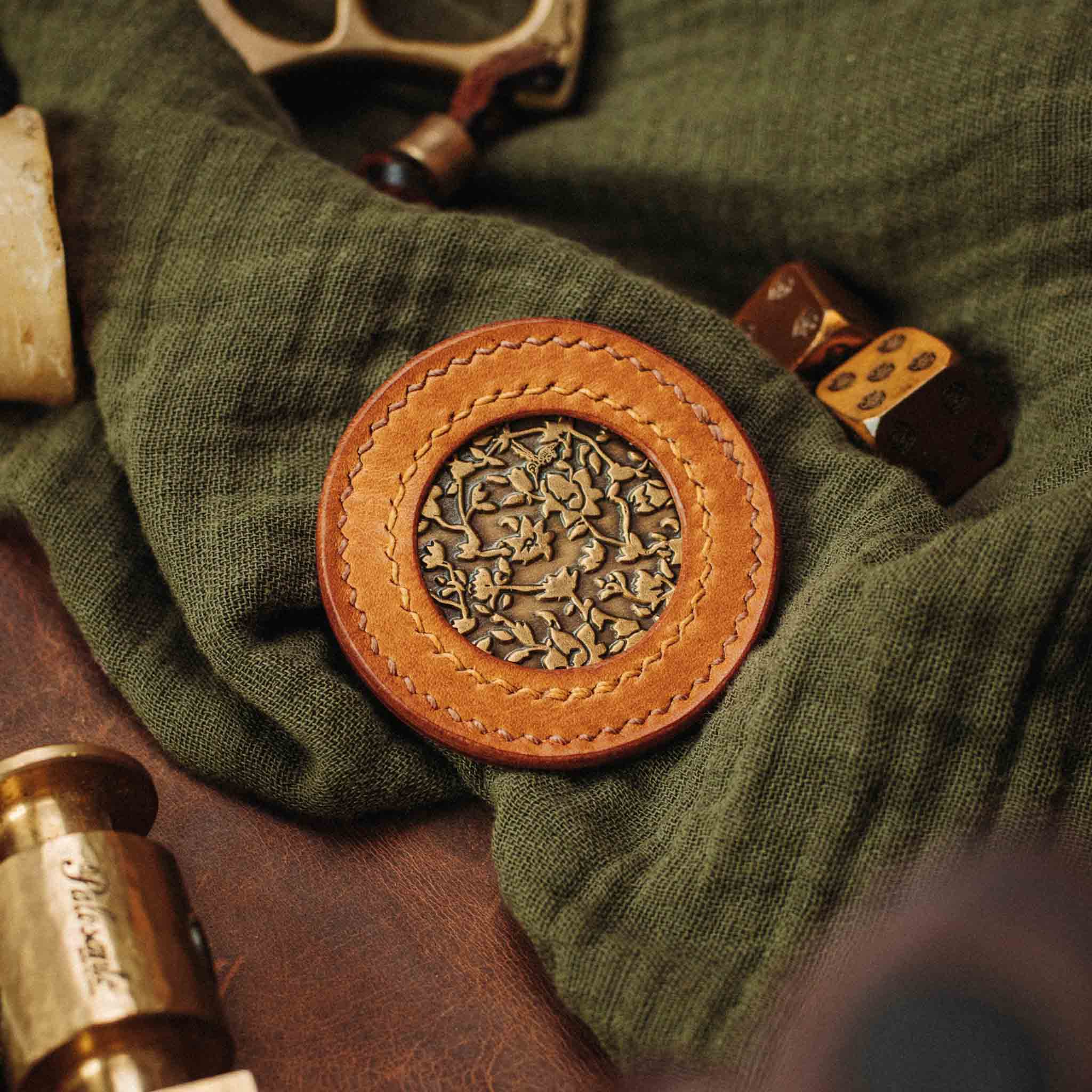 Round Coin Holder - Peso Pocket v2 | Challenge Coin Case | Handcrafted Leather Pirate Goods