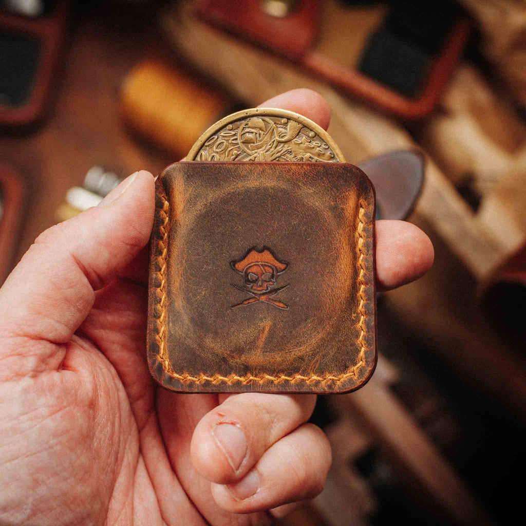 Challenge Coin Holder - Peso Pocket v3 | Leather Coin Case | Handcrafted EDC Pirate Goods