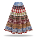 Wanderlust Plaid Patchwork Maxi Skirt Boho Brown