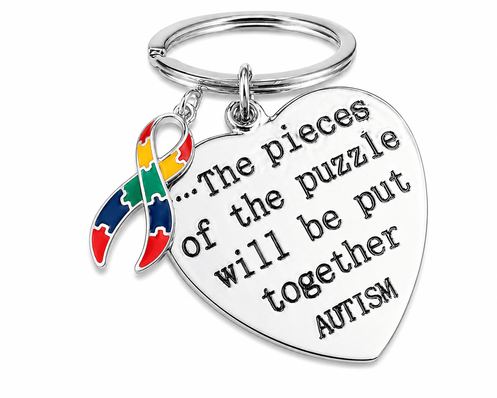 Pieces of the Puzzle Autism Ribbon Key Chains The Awareness Company