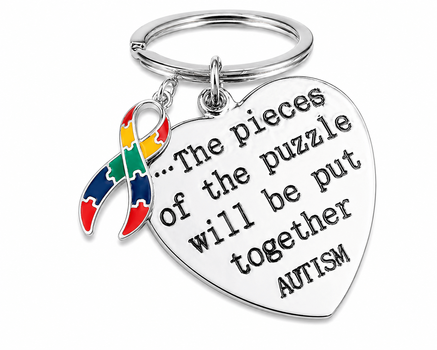 Pieces of the Puzzle Autism Ribbon Key Chains The Awareness Company