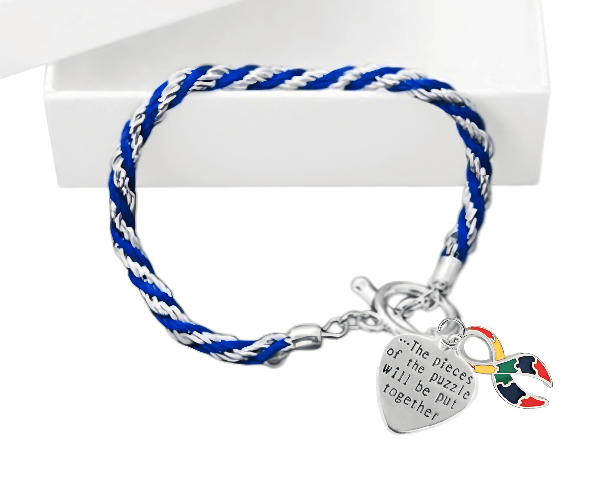 Pieces of the Puzzle Autism Ribbon Rope Style Bracelets The Awareness Company