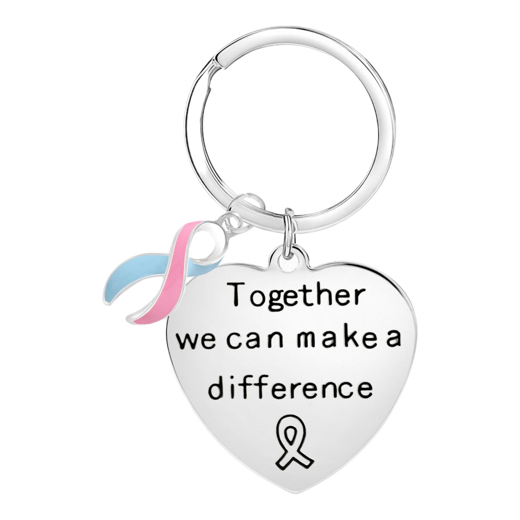 Pink & Blue Ribbon Big Heart Key Chains The Awareness Company