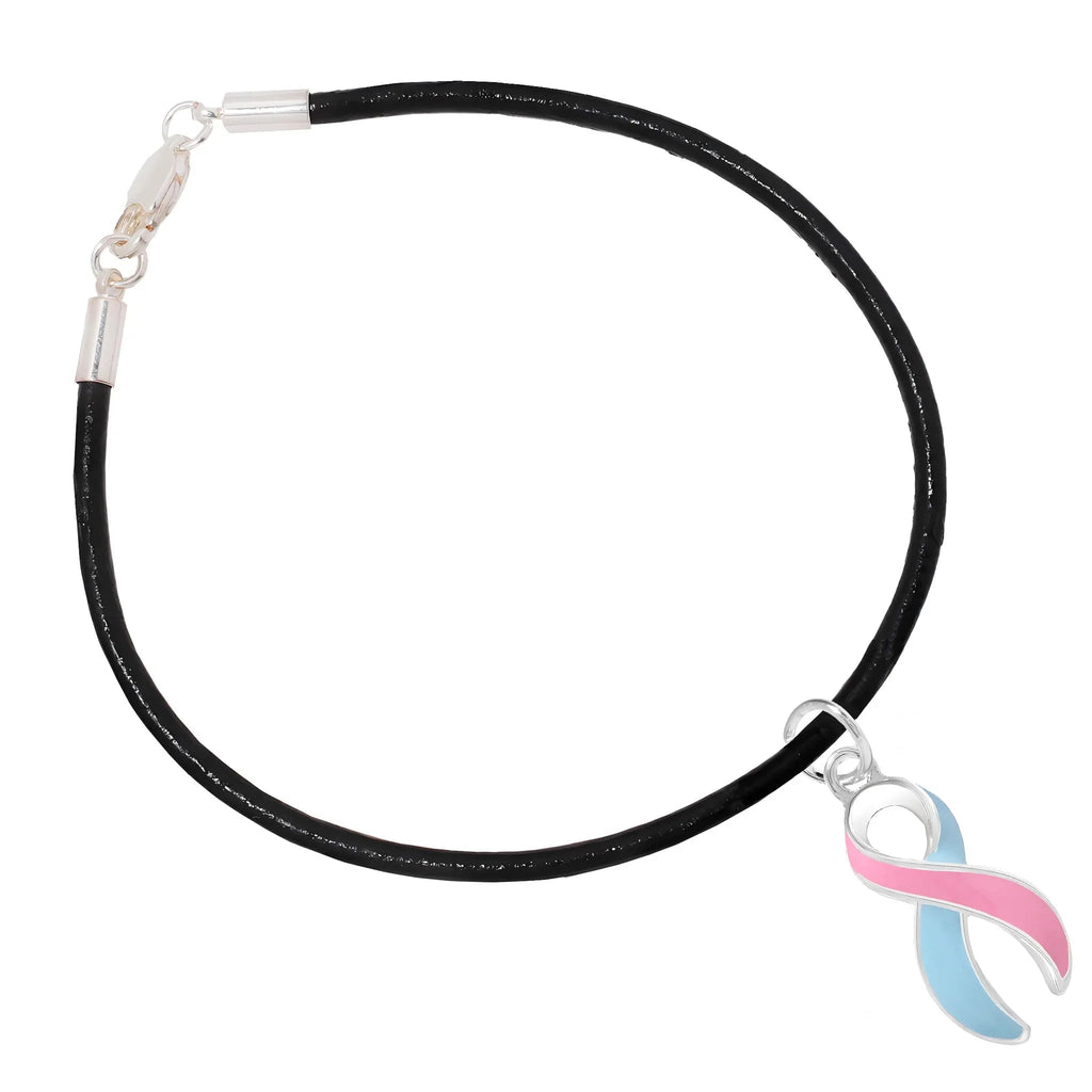 Pink & Blue Ribbon Charm Cord Bracelets The Awareness Company