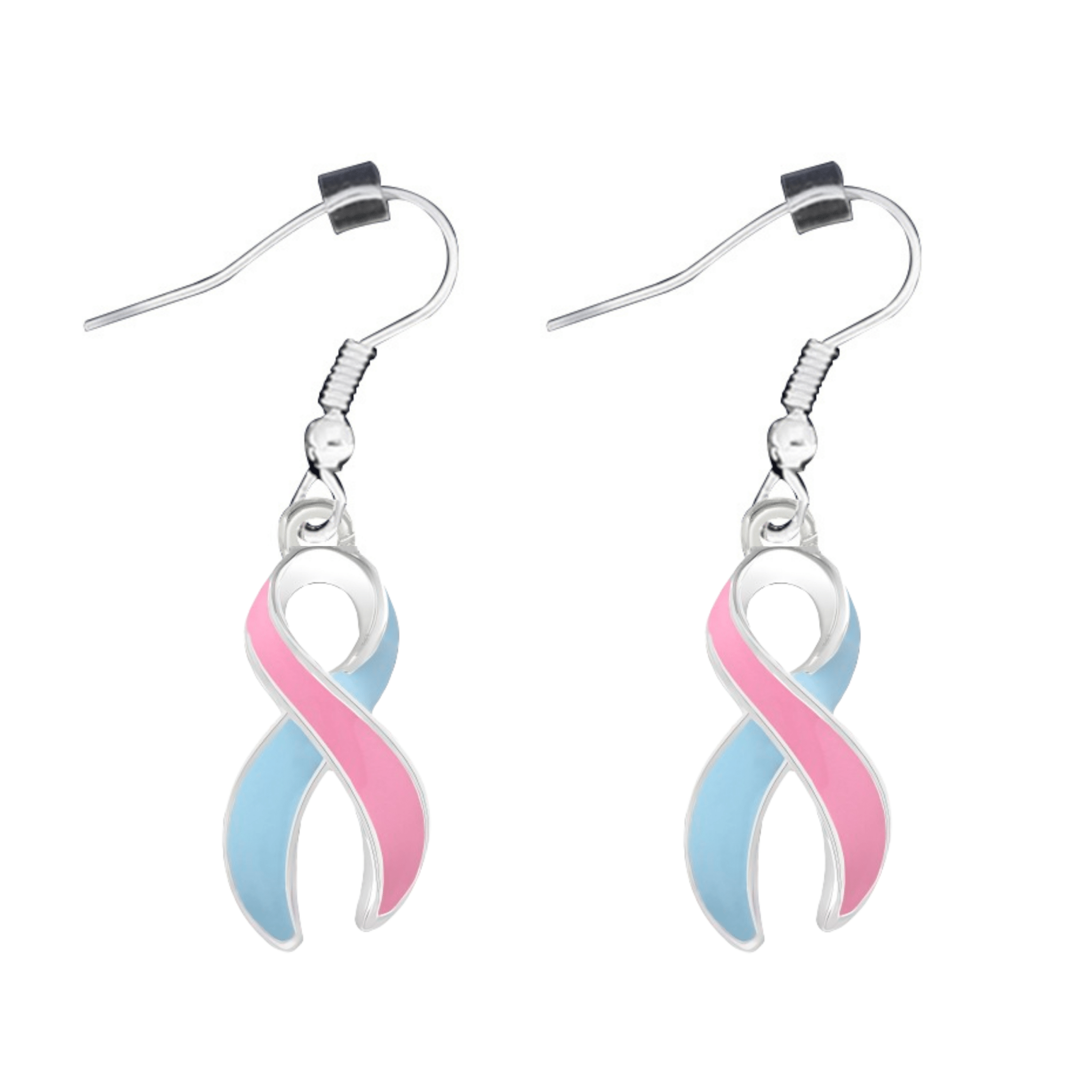 Pink & Blue Ribbon Hanging Earrings The Awareness Company