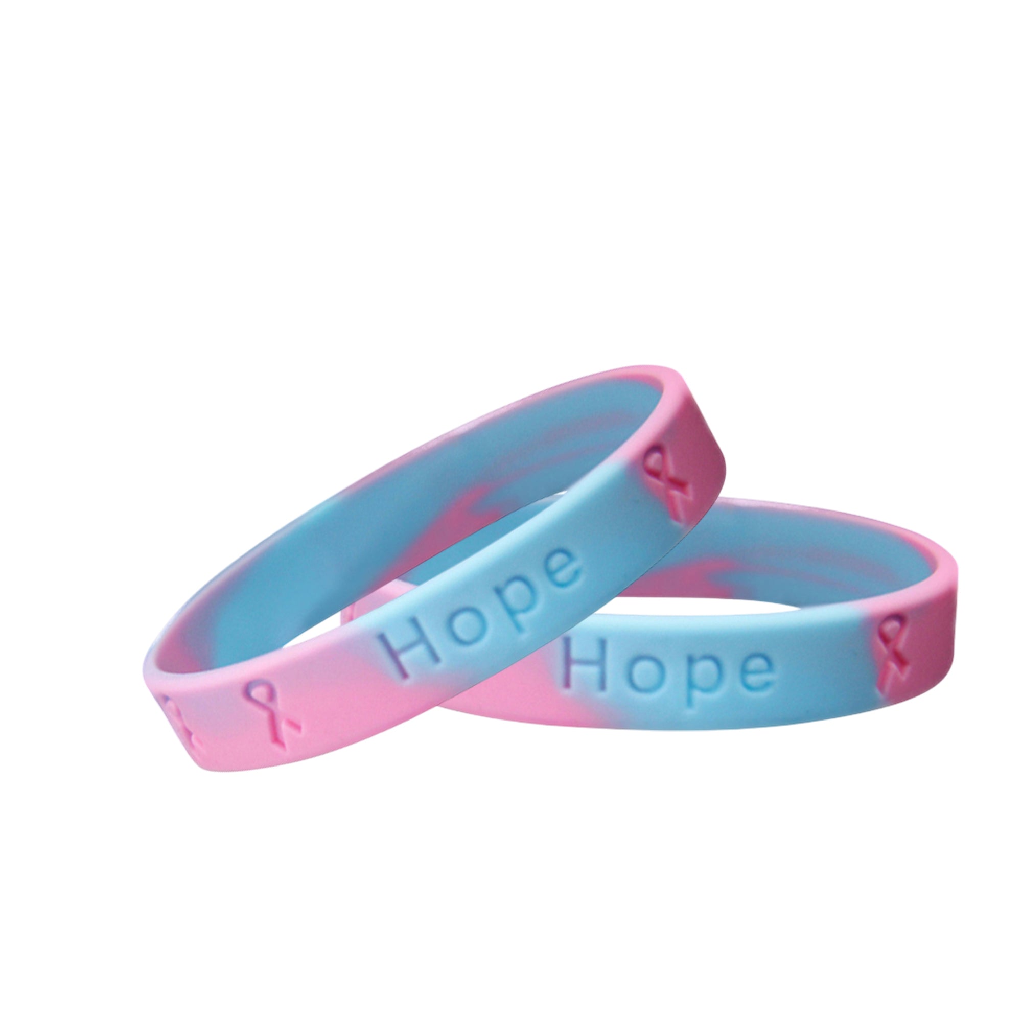 Pink & Blue Silicone Bracelets for SIDS, Infant Death, Male Breast Cancer The Awareness Company