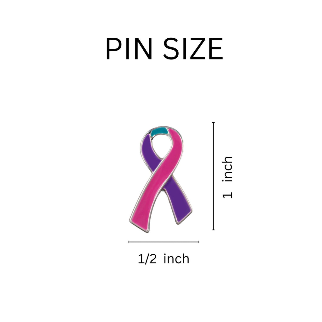 Pink & Purple & Teal Ribbon Pins The Awareness Company
