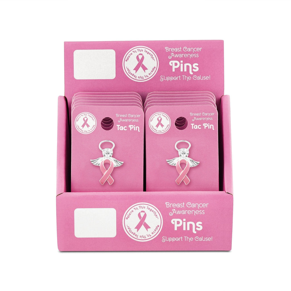 Pink Ribbon Angel Pin Counter Display (12 Cards) The Awareness Company
