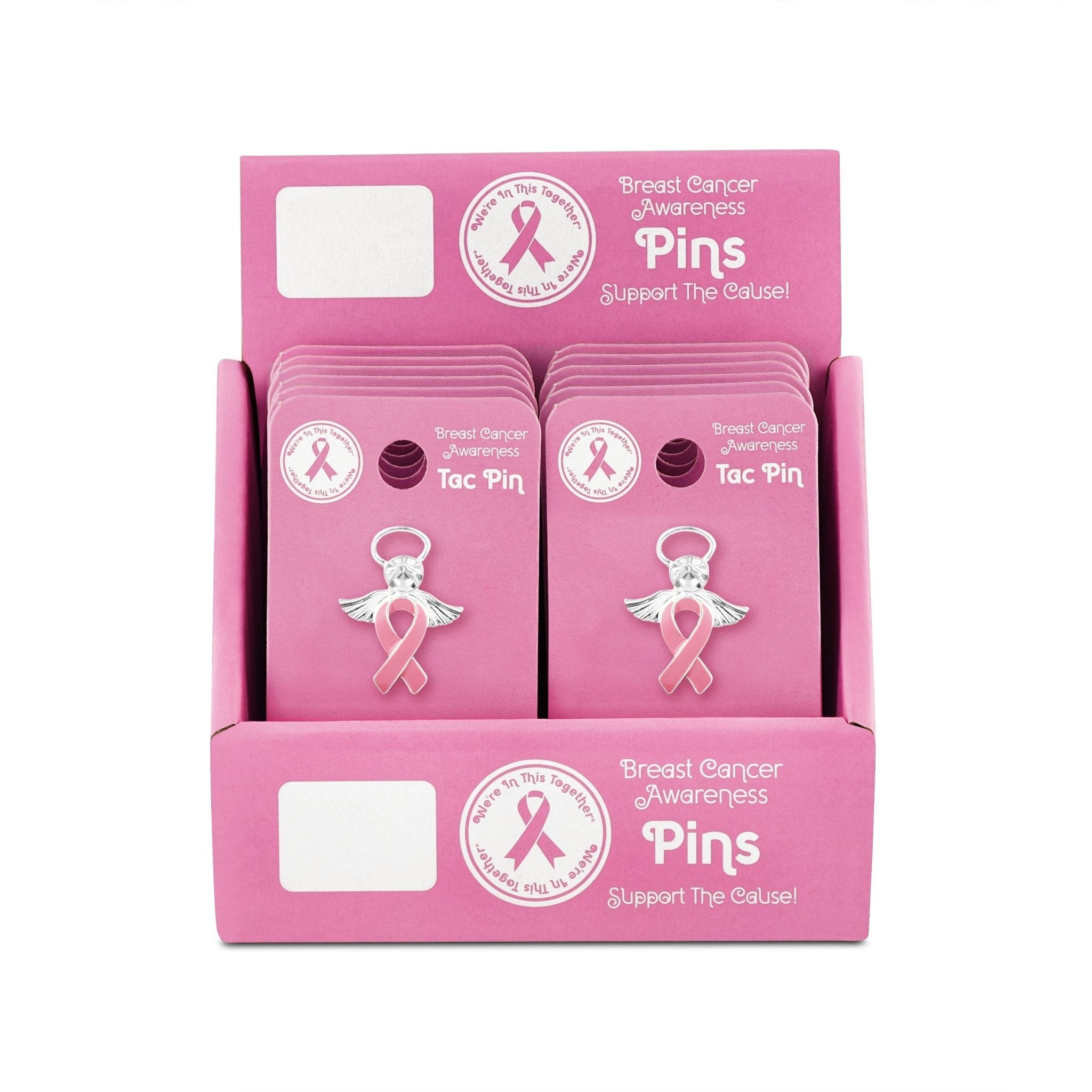 Pink Ribbon Angel Pin Counter Display (12 Cards) The Awareness Company