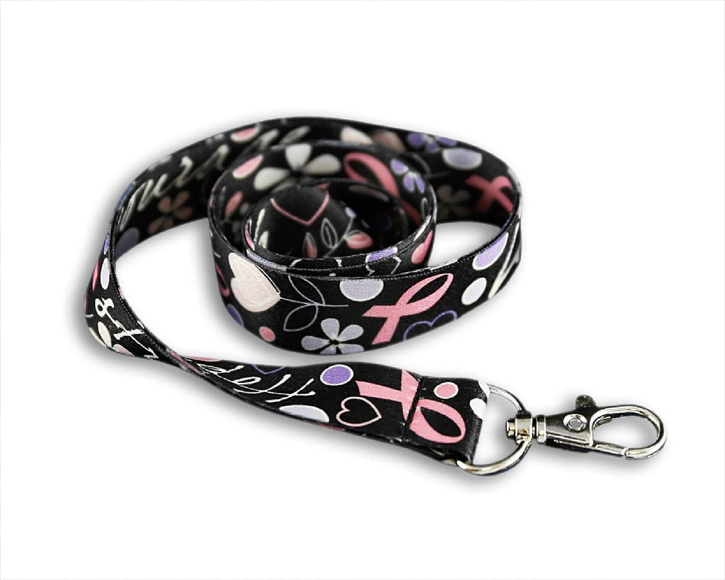 Pink Ribbon Heart Ribbon Lanyards The Awareness Company