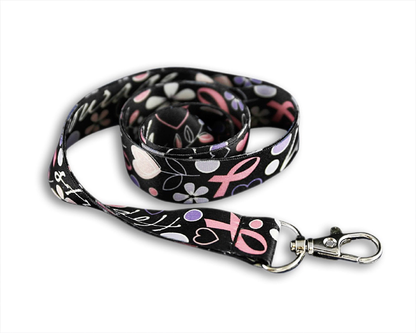 Pink Ribbon Heart Ribbon Lanyards The Awareness Company