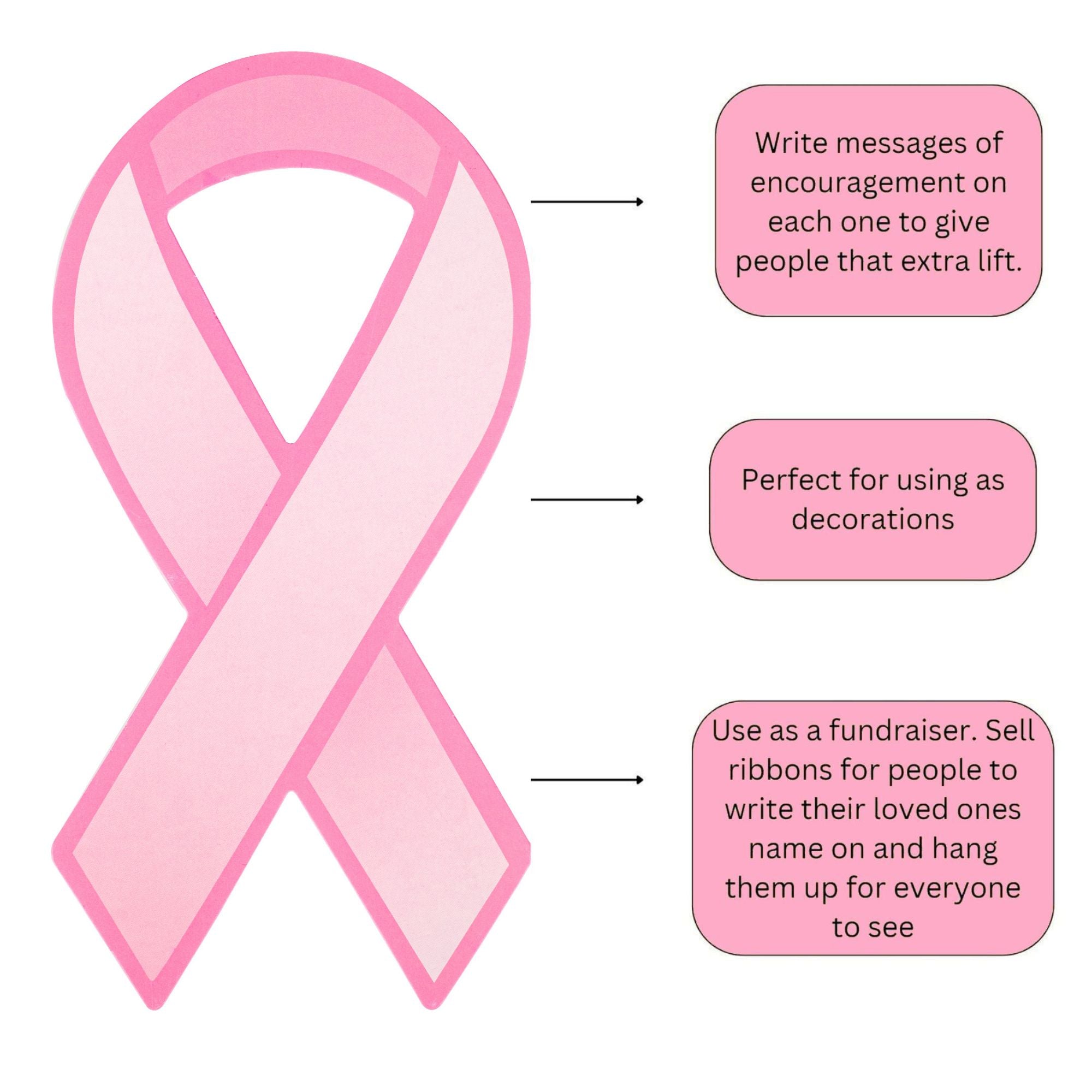 Pink Ribbon Paper Donation Ribbons (50/Pack) The Awareness Company