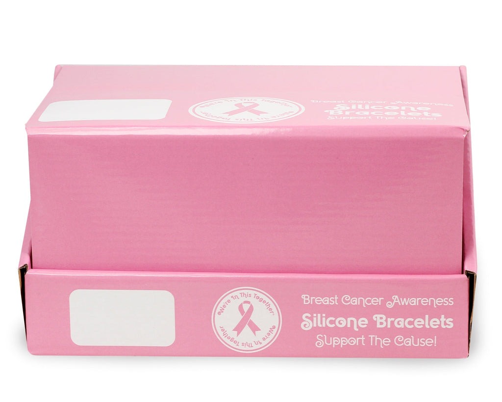 Pink Ribbon Silicone Bracelet Counter Display (12 Cards) The Awareness Company