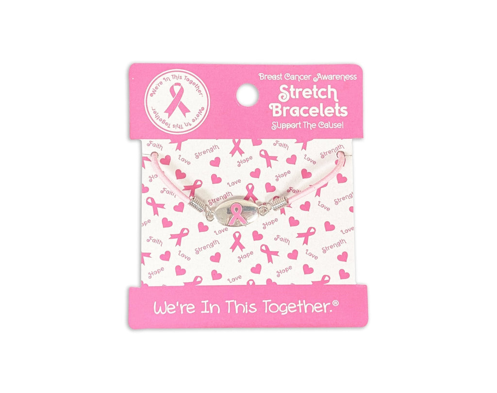Pink Ribbon Stretch Bracelet Counter Display (12 Cards) The Awareness Company