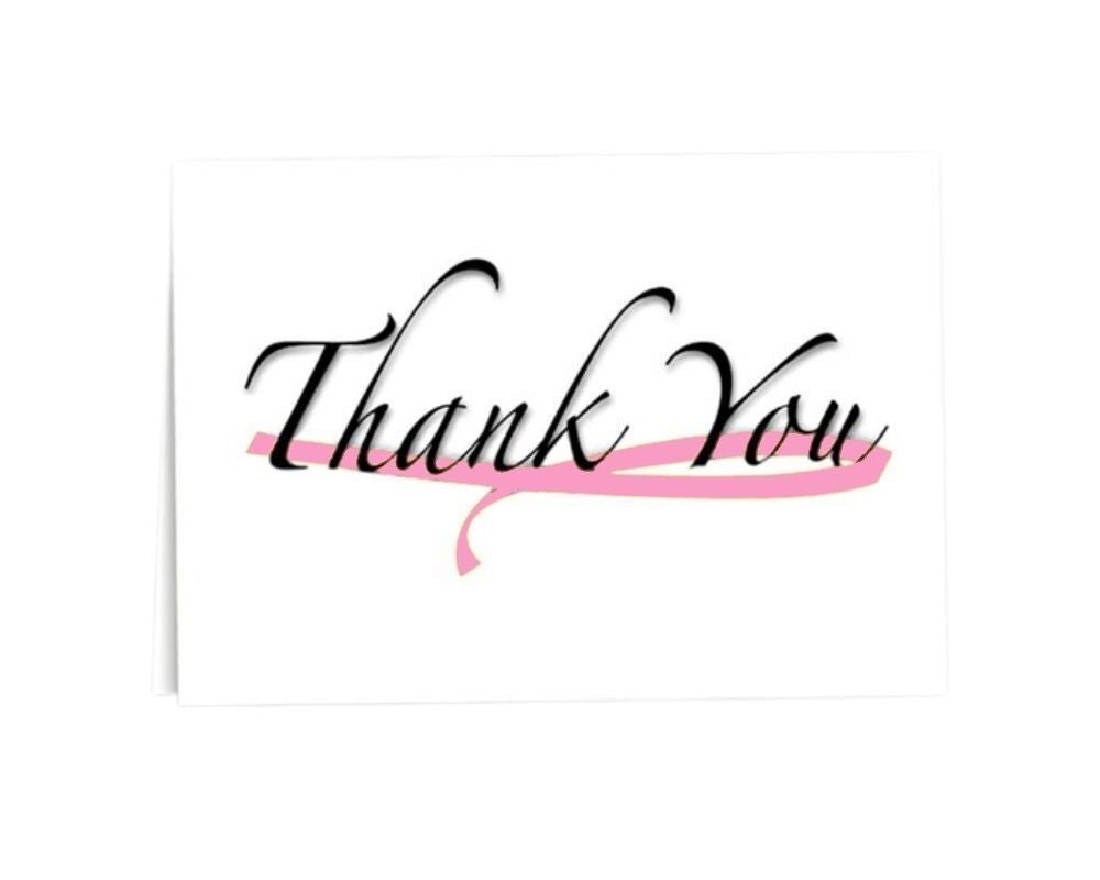 Pink Ribbon Thank You Cards (12 Cards/Pack) The Awareness Company
