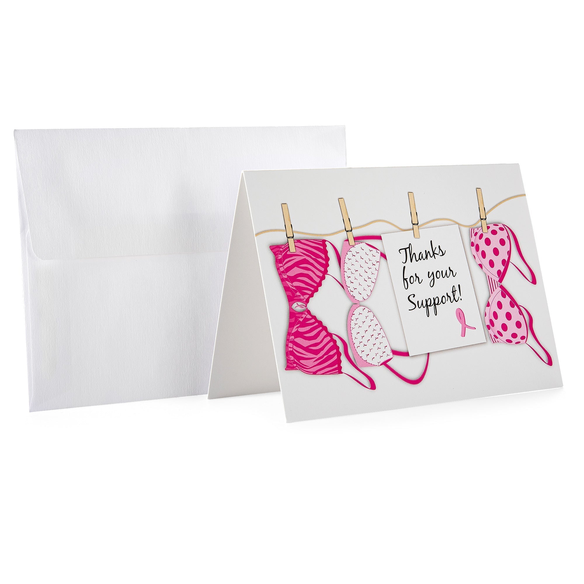 Pink Ribbon Thanks For Your Support Cards (12 Cards/Pack) The Awareness Company
