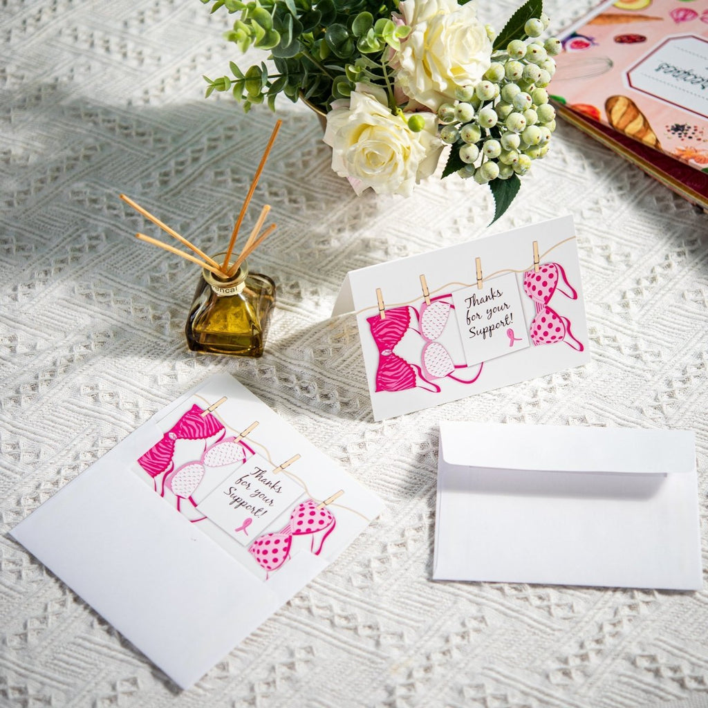 Pink Ribbon Thanks For Your Support Cards (12 Cards/Pack) The Awareness Company