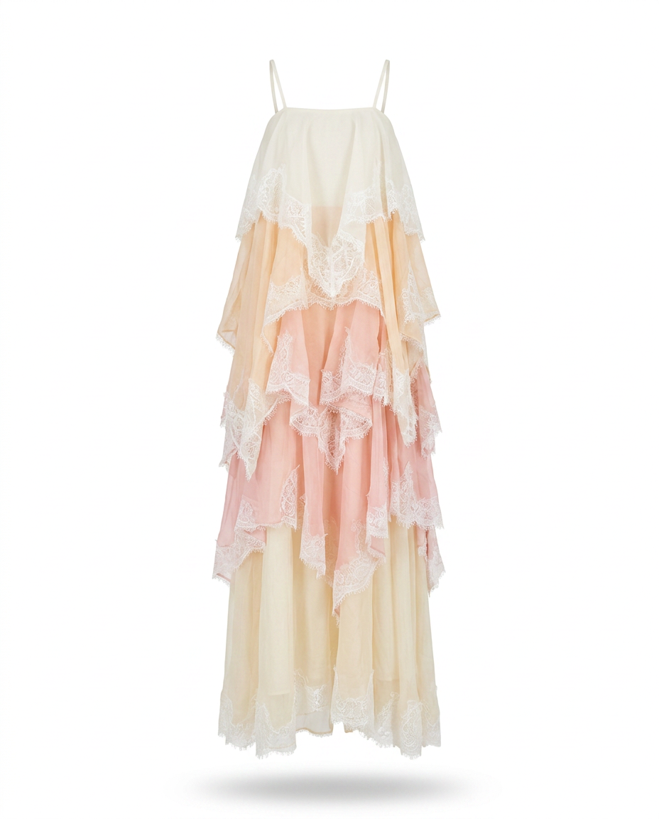 Divine Embroidered Tiered Maxi Dress Boho Brown
