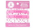 Pink Silicone Breast Cancer Bracelets on Cards The Awareness Company