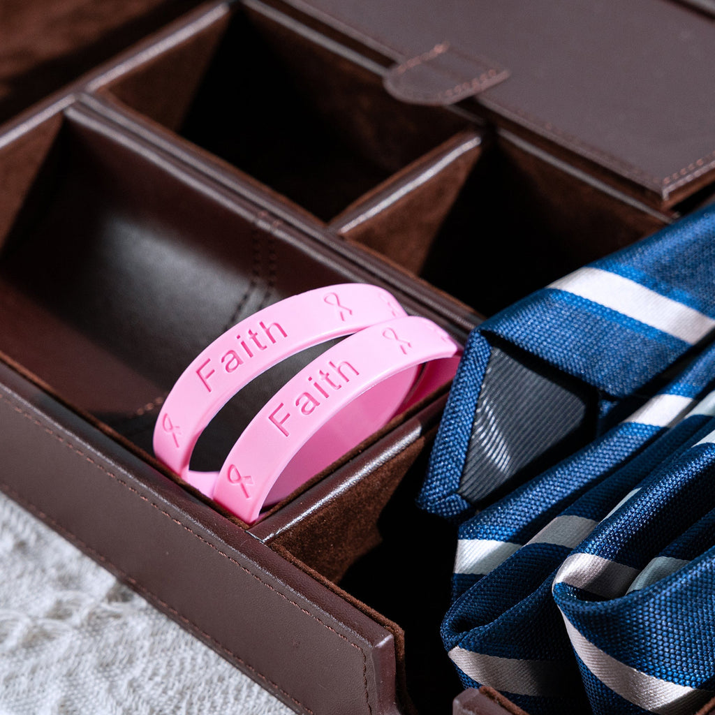 Pink Silicone Breast Cancer Bracelets on Cards The Awareness Company