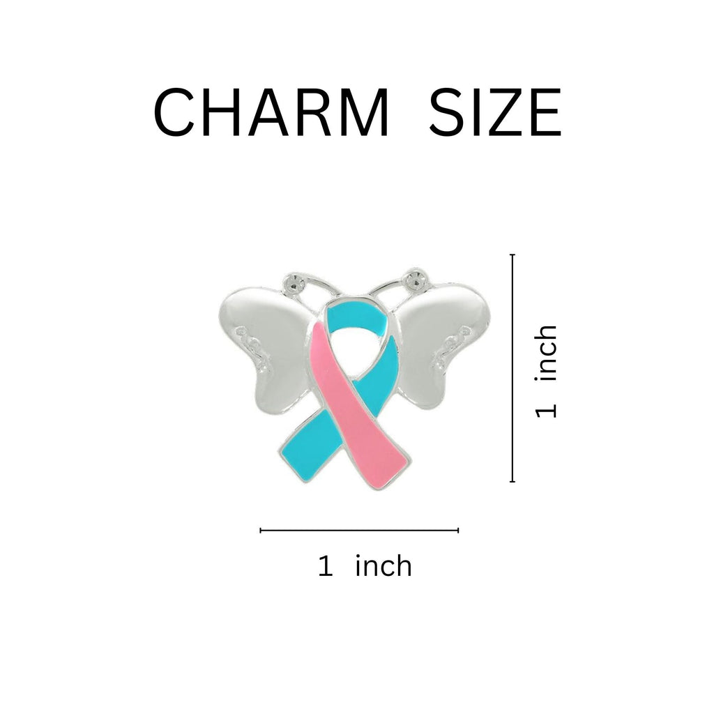 Pink & Teal Ribbon Awareness Butterfly Pins The Awareness Company