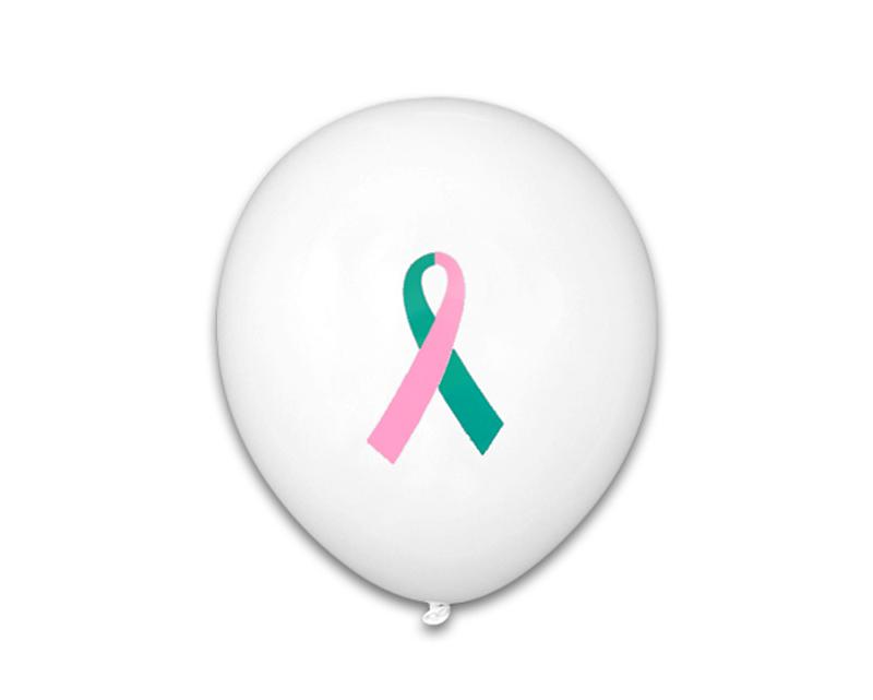 Pink & Teal Ribbon Balloons The Awareness Company