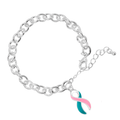 Pink & Teal Ribbon Charm Chunky Bracelets The Awareness Company