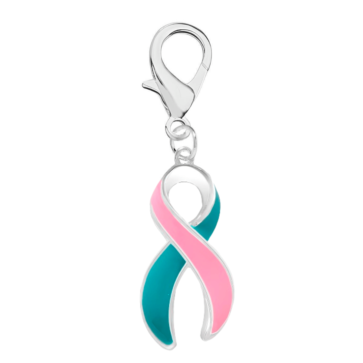 Pink & Teal Ribbon Hanging Charms The Awareness Company