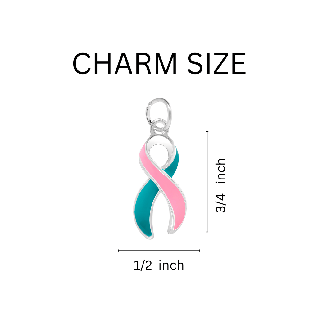 Pink & Teal Ribbon Hanging Earrings The Awareness Company