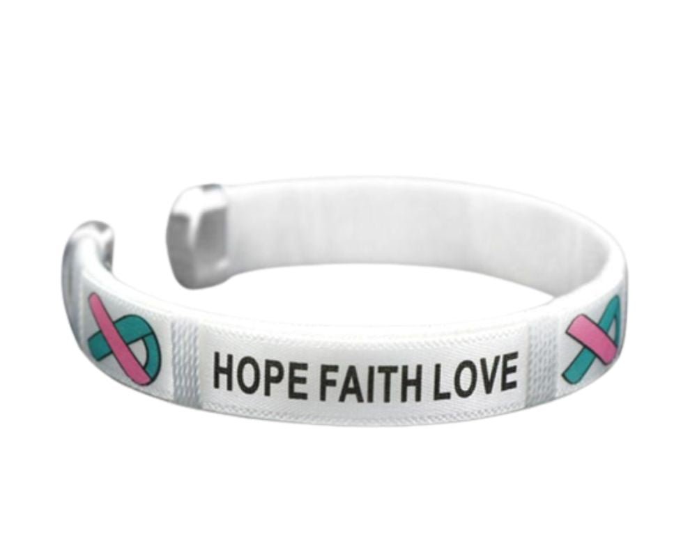 Pink & Teal Ribbon Hope Bangle Bracelets The Awareness Company